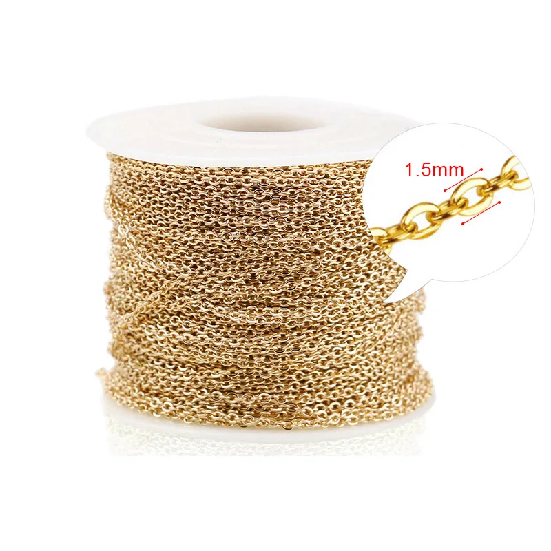 non tarnish 18k gold plated stainless steel cable chain roll spool for jewelry making