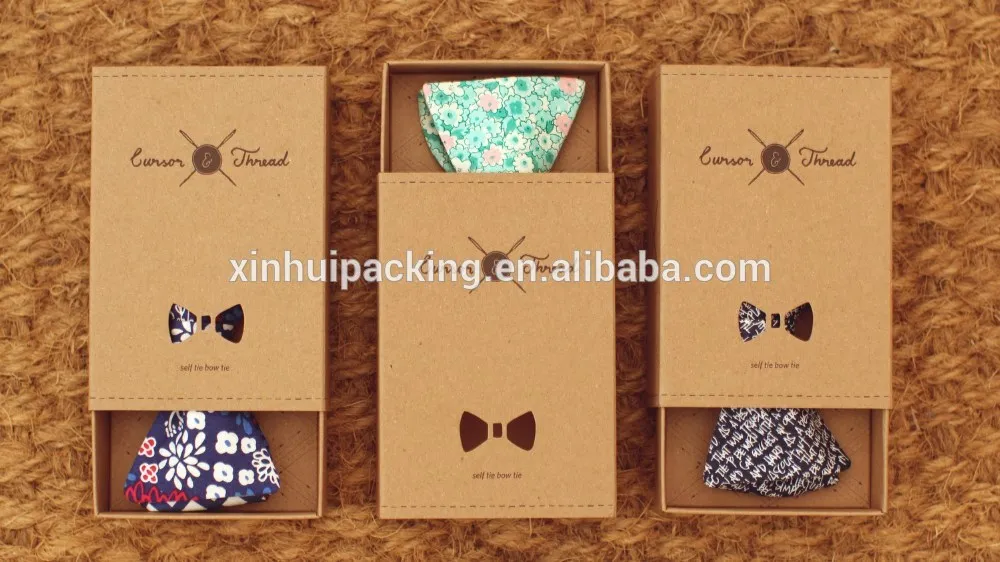 Wholesales Printing Bow Tie Packaging Box Brown Kraft Storage Box