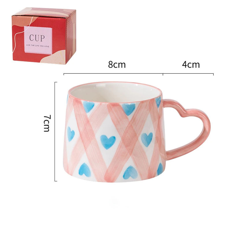 Cute Girly Heart Ins Style Ceramic Cup Mug Love Creative Hand Painted Cup Coffee Cup Souvenir Gift