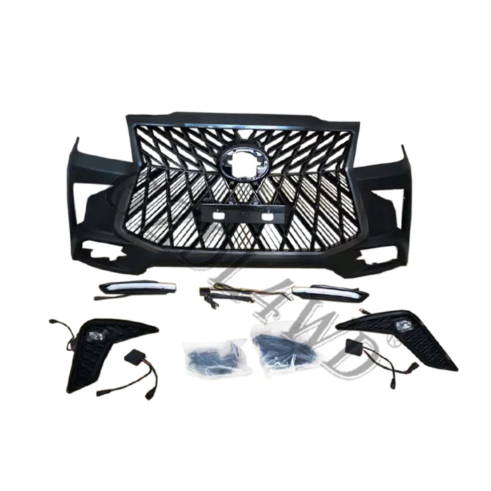 Steel quarter panel hoop scoop front bumper grill Facelift body kit for Hilux vigo upgrade to lexus 570