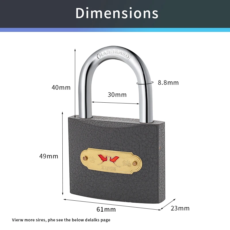 Safety lock manufacturer Multi size factory wholesale cheap gray iron padlock Pujiang padlock Yiwu lock