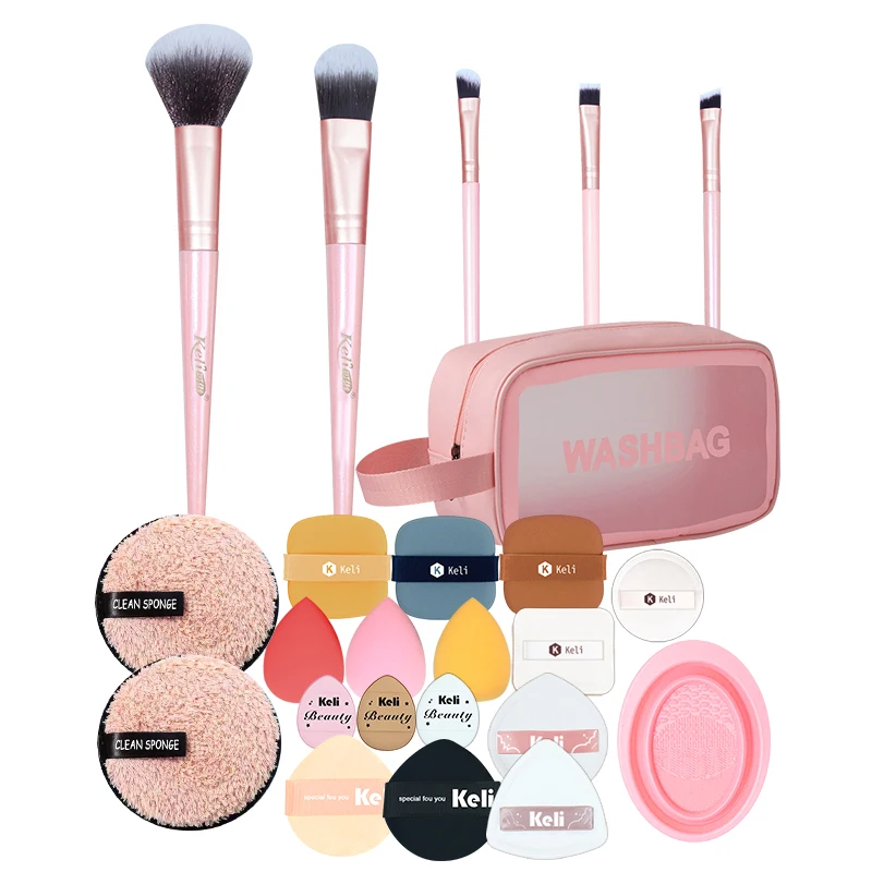 Manufacturer Private Label 5pcs Makeup Brush Set Powder Puff  Clean Sponge Cleaning Brush Pad