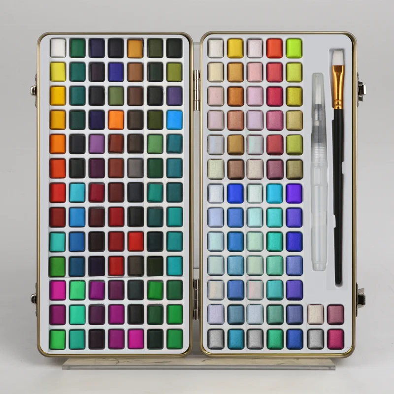 160 colors Professional Watercolors Paints With Paint Brush Travel Watercolor Set Solid Watercolor Painting Kit for Travel