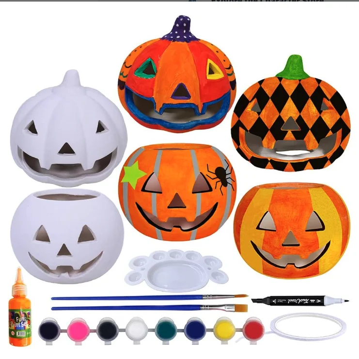 Custom Ready to Hand Paint Christmas Halloween Pottery Ceramic Figurines Statues Ornament Craft for Kids