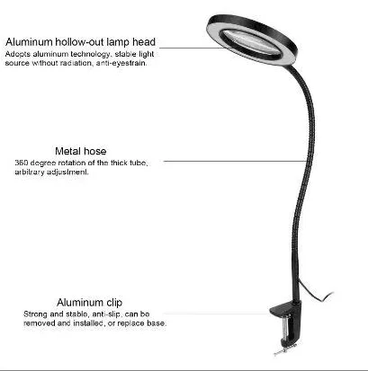12w remote control double arm light eyelash extension beauty lash lamp for salon Nail and Tattoo Lamp with USB