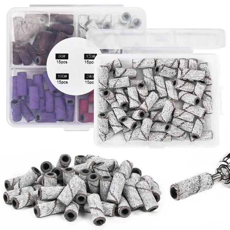 Mix Match 80# 240# Nail Drill Sanding Bands High Strength Wear-Resistant Sand Ring Electric Manicure Pedicure Set Wholesale Gel