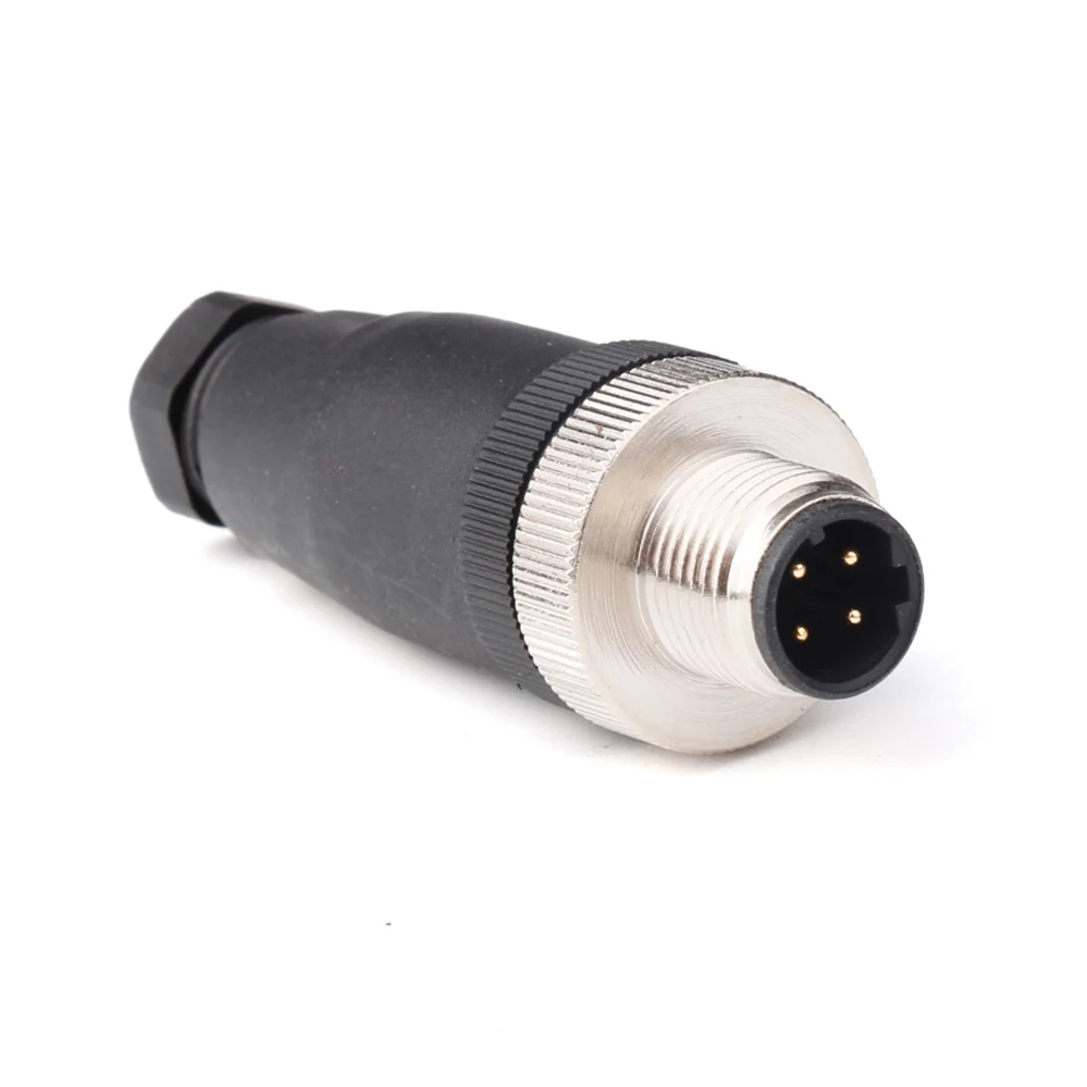 IP67 Waterproof Plastic 4 Pin Pole M12 Circular Connector Cable Rear Female Male Plug Dimensions Wiring with D Coding