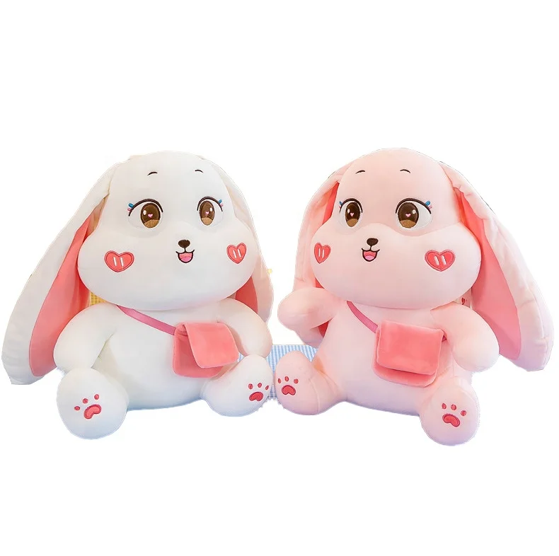 Factory wholesale stuffed plush toy long ear rabbit wearing purse Easter  bunny toys for girls Low Moq