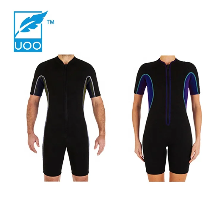 Неопреновый гидрокостюм UOO на заказ с коротким рукавом, гладкий, с молнией спереди, многоцветный, большого размера, купальный костюм унисекс