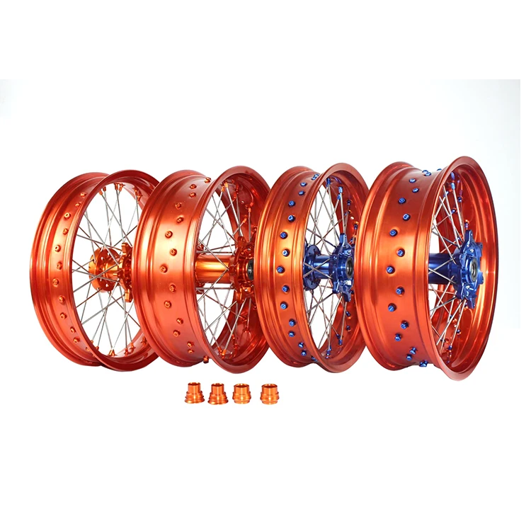 17 inch Black Rim Orange Hub motorcycle Super Motard alloy rims for EXC SXF