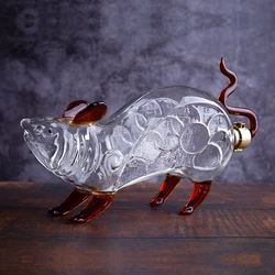 Chinese Zodic Animal Cartoon Whiskey Decanter Glass Art Bottle Customized Glass Dragon /Animal Shaped Liquor Wine Bottle