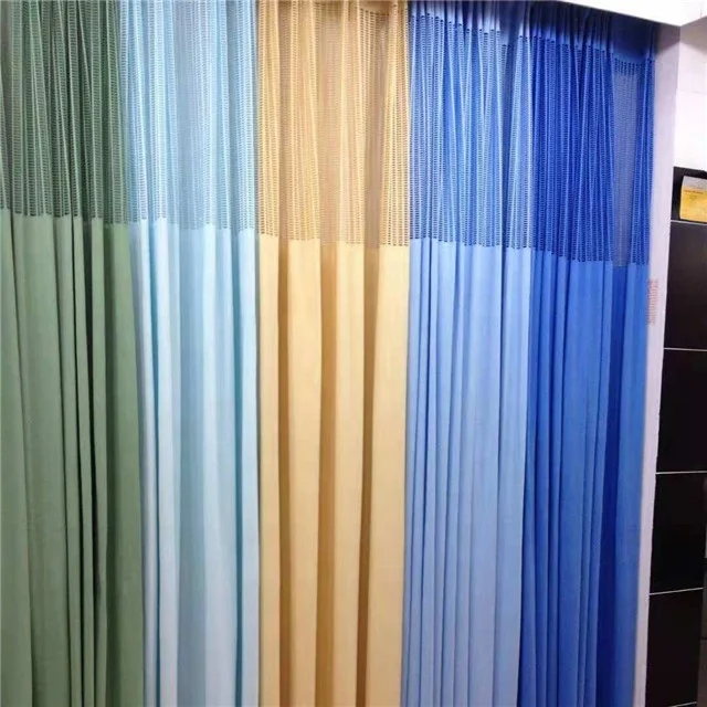 Washable fire retardant anti-bacteria 100% polyester knitted ready made hospital bed partition curtain