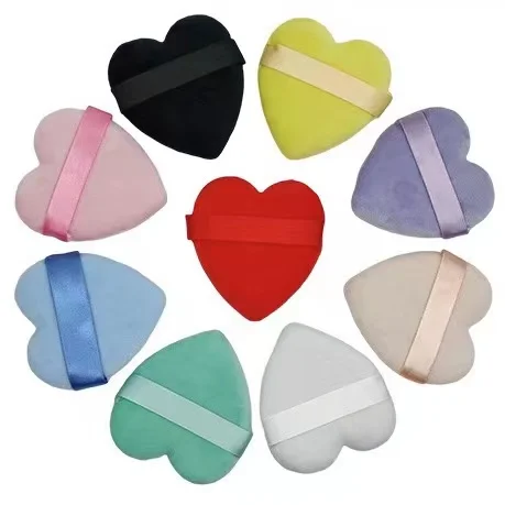 Super Soft Cotton Puff Face Powder Puff in Heart Shape Finger Velour Makeup Powder Puff With Logo