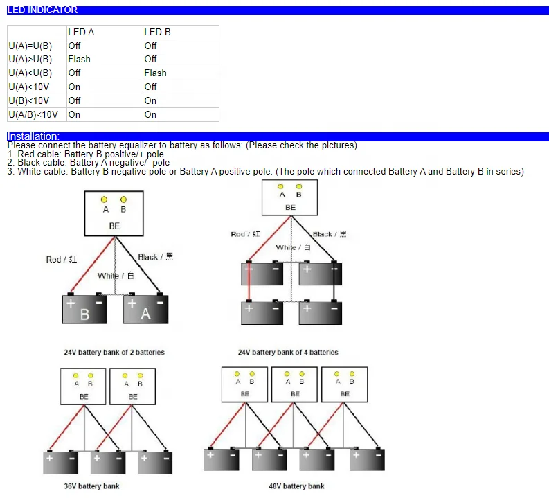 Factory direct 12V 24V battery equalizer lead-acid battery balancer