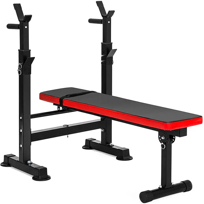 Good Quality adjustable foldable weight lifting training bed Flat Seat bench press Set squat rack barbell bench