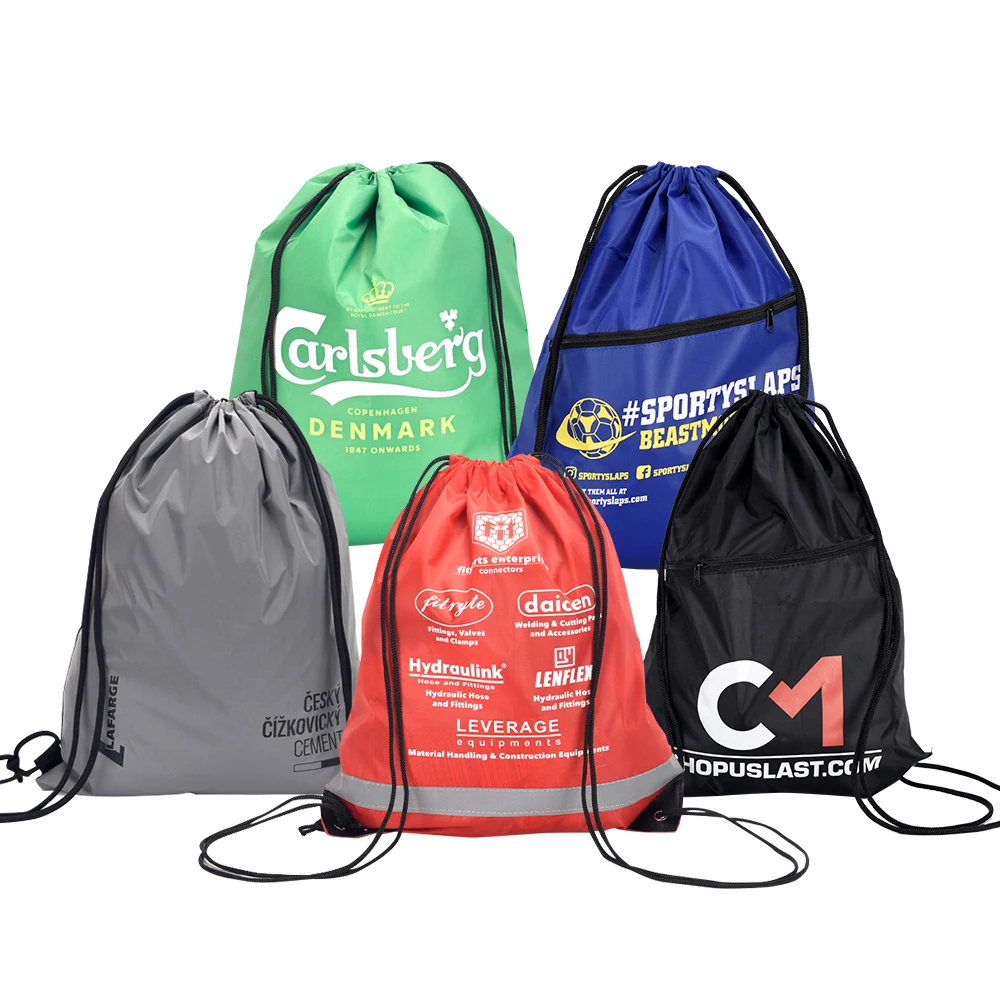 Custom Cheap Reusable Durable Sport Polyester Drawstring Bag Sports Draw String Bags Gym Drawstring Backpack