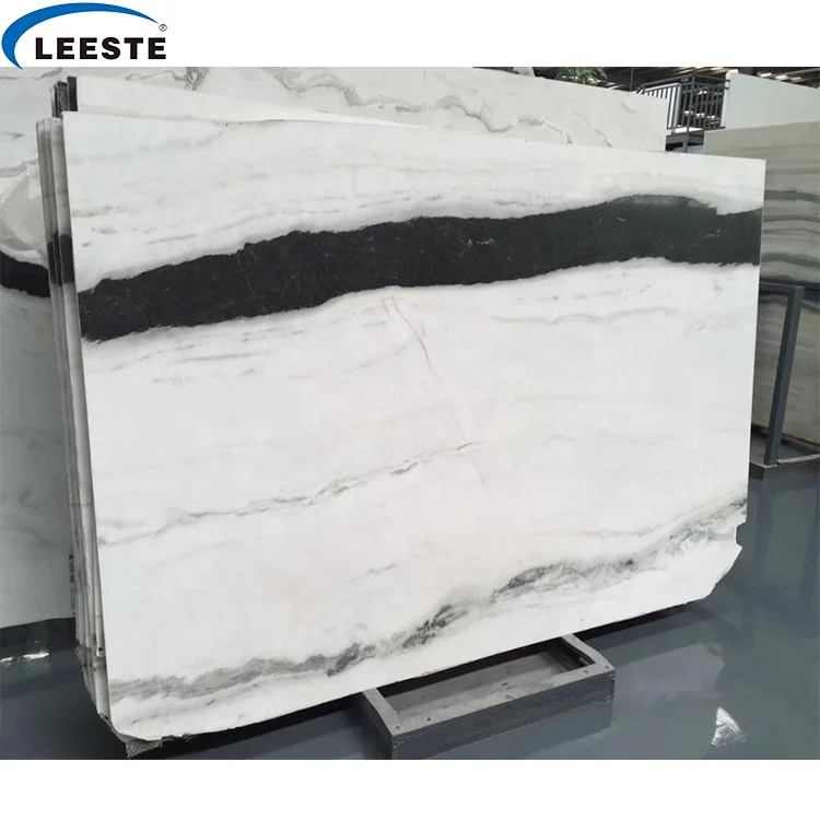 China quarry Custom Cutting Stone wall and floor with black vein tile nature panda white marble slab