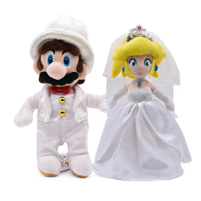 Super Mario Dress Wedding Dress Peach Princess Romantic Wedding Decoration Super Mario Plush Doll Plush Toys
