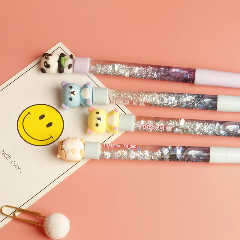
Lovely silicone animal cartoon bear quicksand gel pen black ink pen learning office pen editor | complaint 
