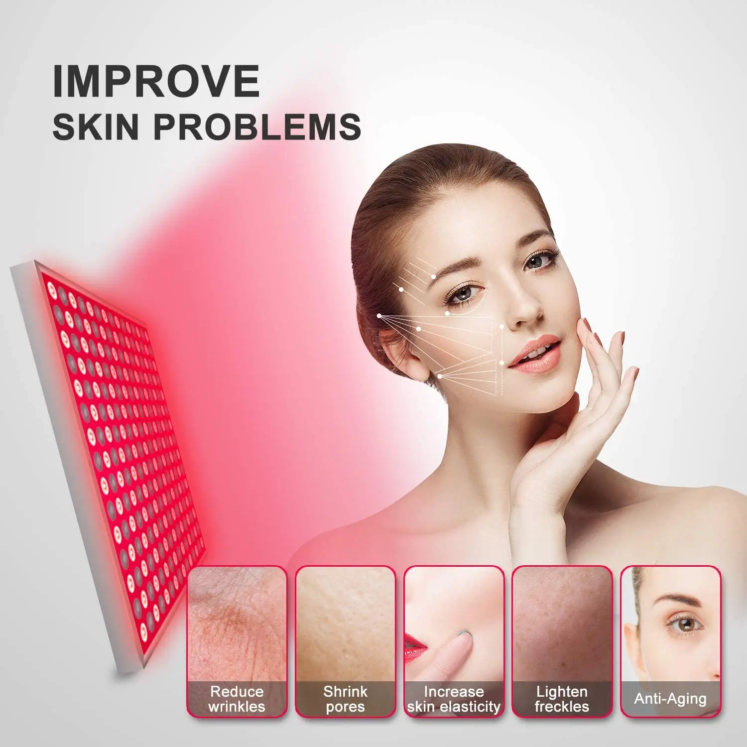 45W Red LED Light Therapy Panel, Deep Red 660nm and Near Infrared 850nm LED Light Therapy Combo