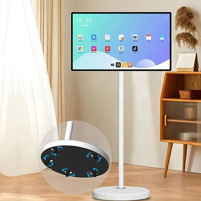 21 5 27 дюймов напольная подставка Портативный сенсорный экран монитор smart tv на колесах