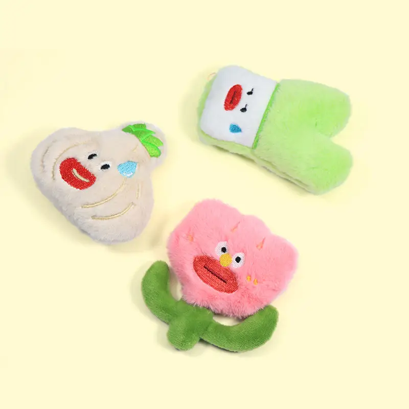 New Design Interactive Vegetable Plush Catnip Cute Green Onions Garlic Cactus Stuffed Toys Colorful Cats Toys Pet Supplies