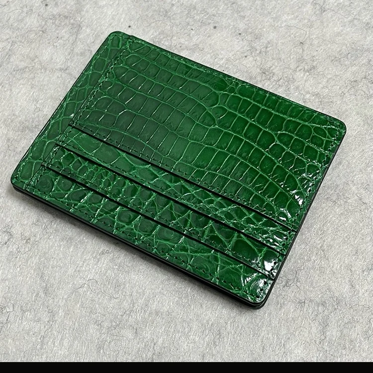 Luxury genuine crocodile leather skin credit card holder
