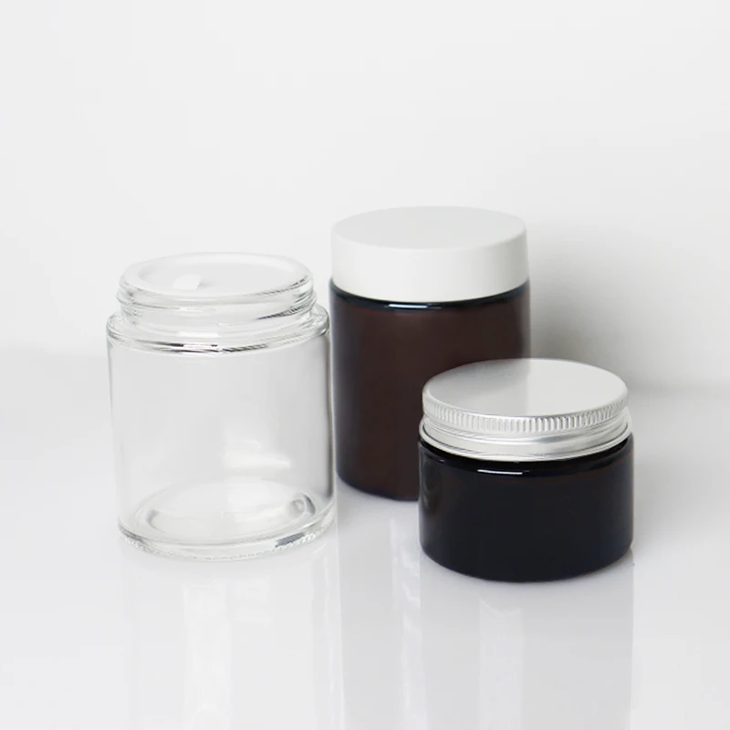 Empty Wide Brown Transparent Candle Jars 100ml 150ml 200ml 250ml 4oz 8oz clear Amber Glass Jar with Aluminum Cap