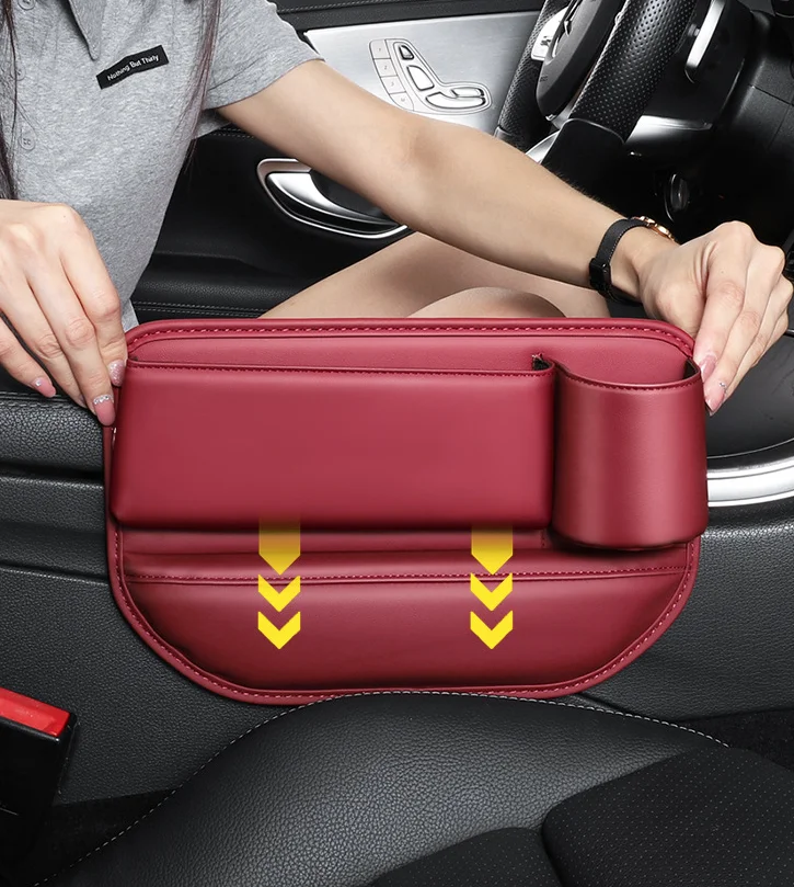 Car Leather Cup Holder Gap Bag 2024 New Car Seat Gap Filler Leather Car Seat Organizer
