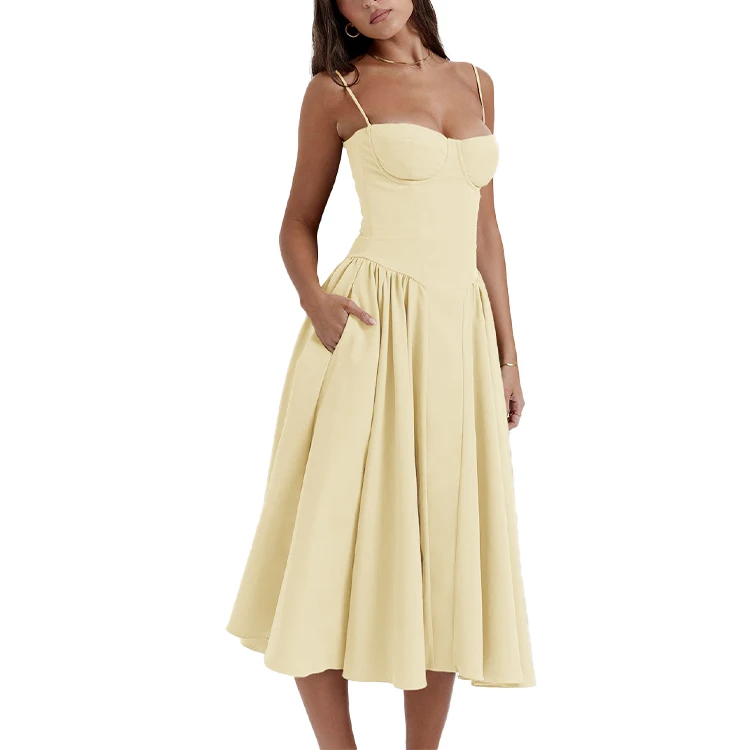 TWOTWINSTYLE Wholesale of New French Retro Long Dresses Court Style Dressing Straps