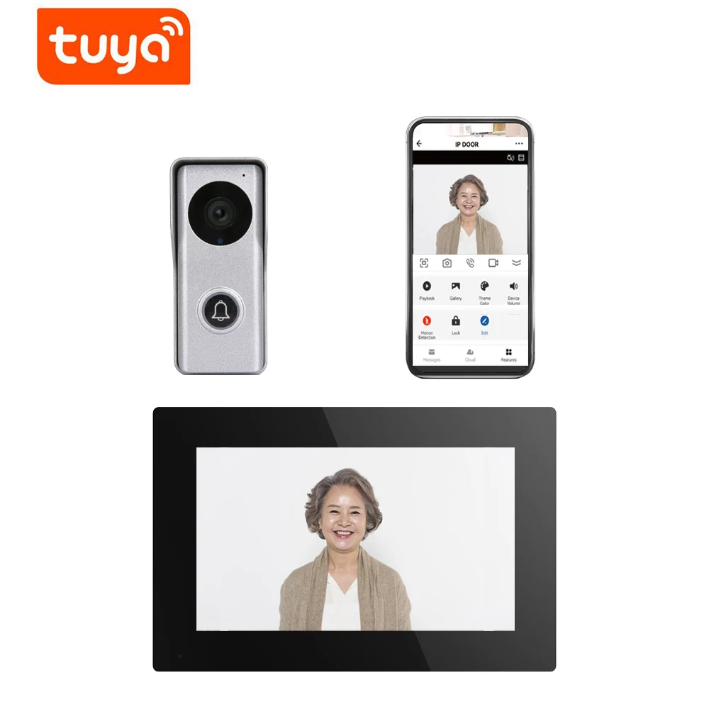 Smart ring video doorbell Tuya wifi AHD intercom system support tuya smart life unlock/monitor/intercom for home security
