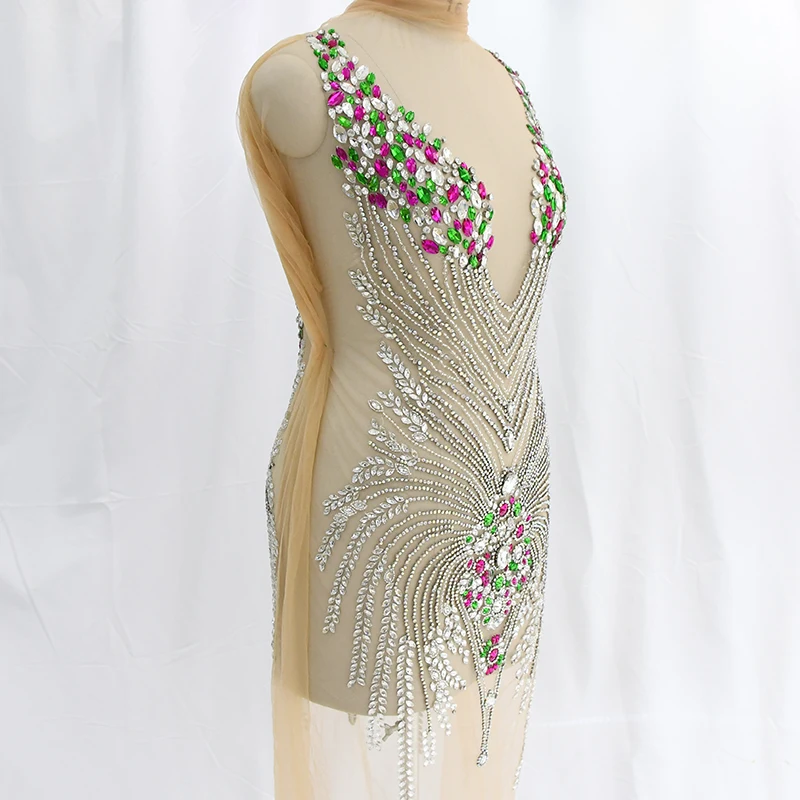 WDP-066 Large Size Hand-made Rhinestone Panel For Wedding Dress