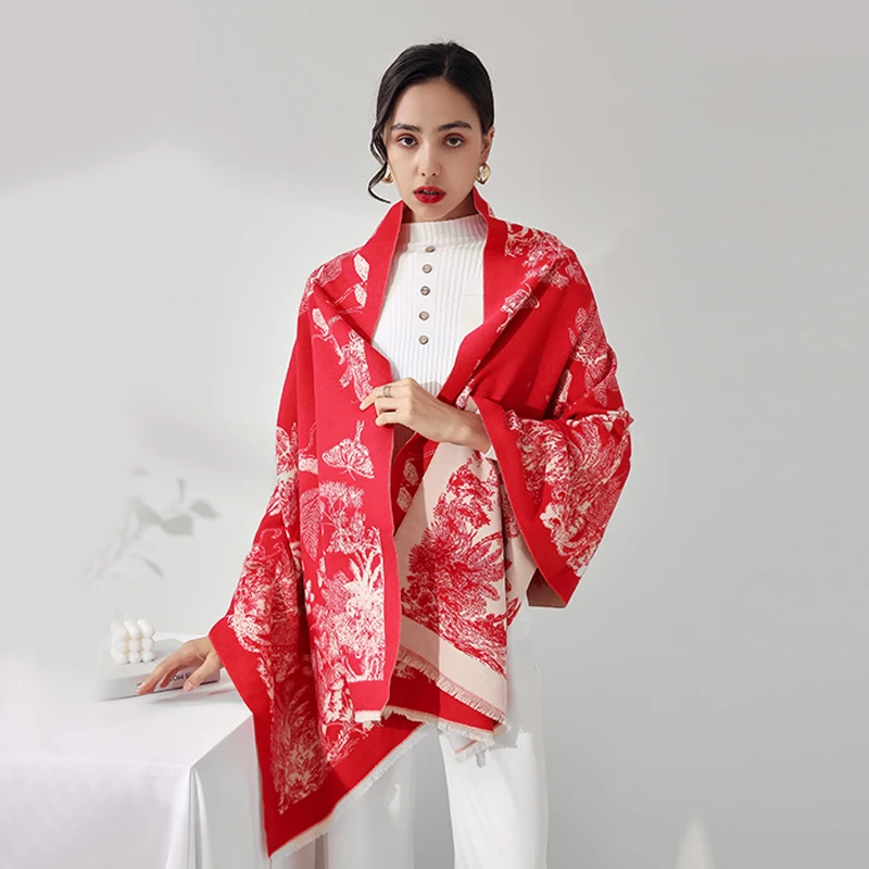 Лидер продаж 2021, зимний женский кашемировый теплый шарф и шали из пашмины