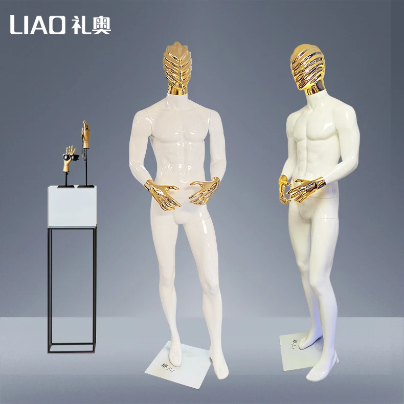 Fashion Body Muscle  Electroplating Gold Mannequin Male Mannequins