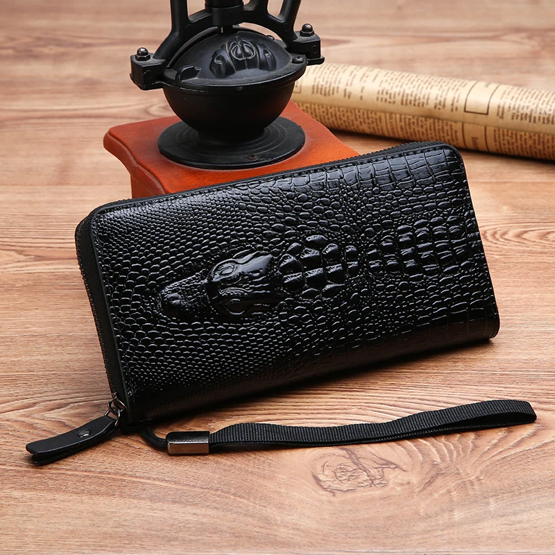 New Fashionable Long Men Clutch bag Leisure Crocodile Pattern Men Wallet