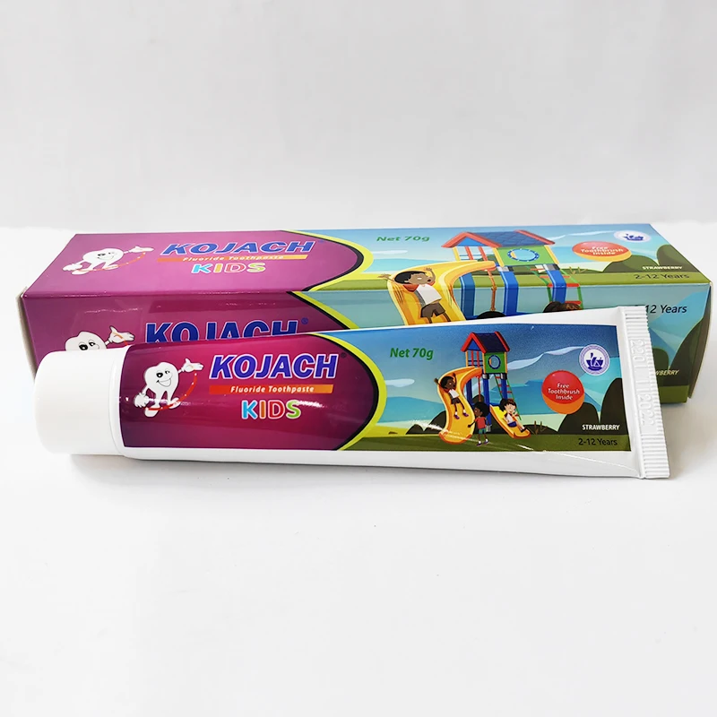 Carton anti cavity children kids fluoride toothpaste with free toothbrush