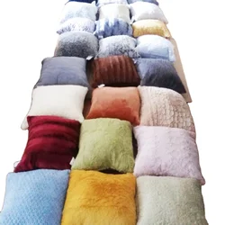 Stock Mixed Solid Color Sofa Bedroom Pillow Cover Plush Velvet Office Home Pillow Case Cushion cover