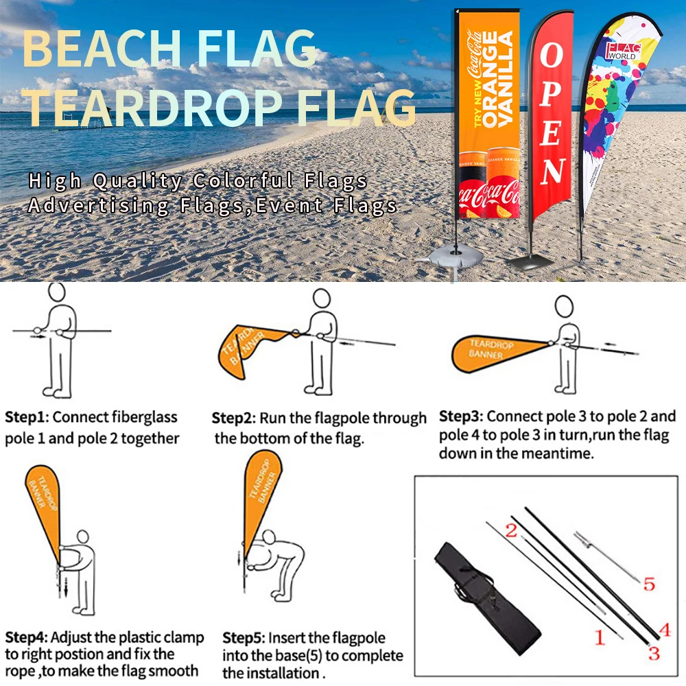 FEAMONT 2m 3m 4m 5m feather flag flag banner custom advertising oriflamme base sale sign promotional flags Kit Stand