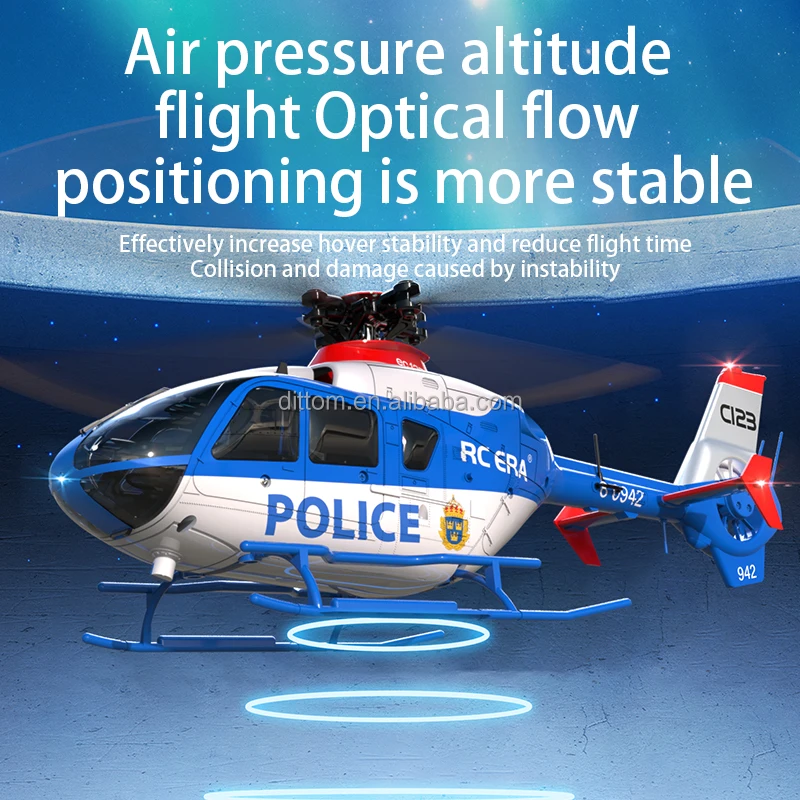 Alloy Brushless 3D 6CH Sngle-rotor RC Fight Helicopter 2.4G Altitude Hold Optical Fow Lcalization Helicopter with 6-Axis Gyro