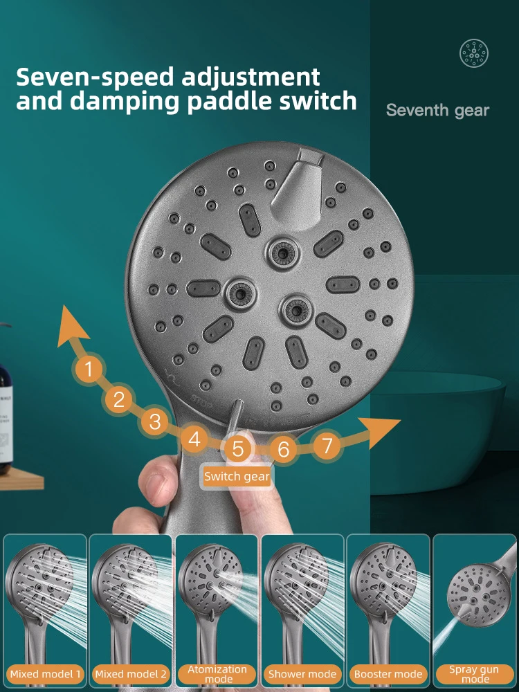 Smart Hot Sale 7 Options Eco Spa Water Saving Shuc High Pressure Rainfall Handheld Shower Head for Sale
