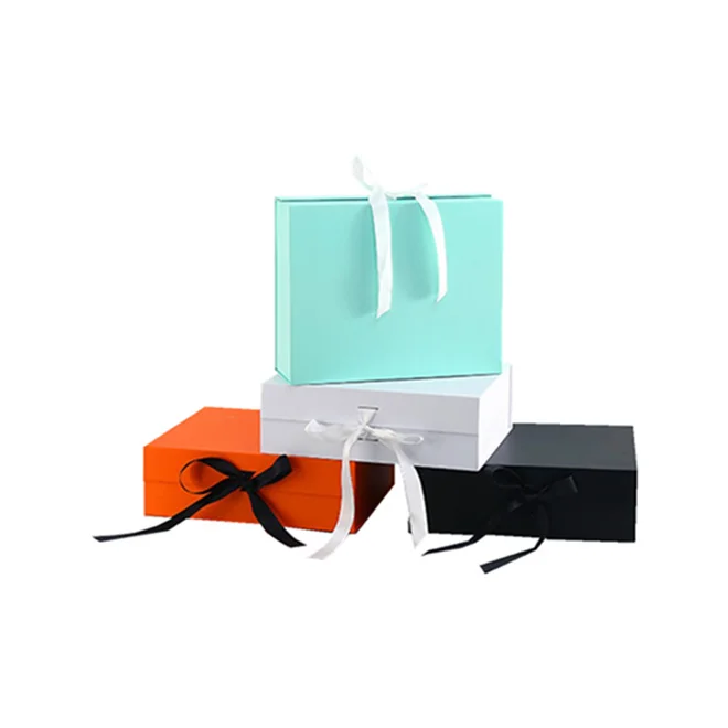 Folding box board sheets,eco friendly magnetic boxes box with ribbon gift,foldable clothes storage box 3d gift box