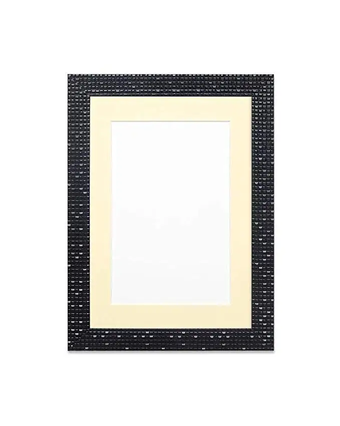 Fashion Colors and Multiple Sizes Flat Bright Modern Black Bling Picture Frame With White Mount