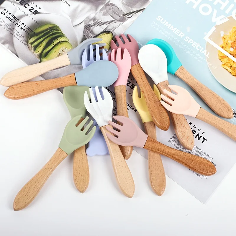 Wholesale Baby Feeding Set Soft Spoon BPA Baby Feeding Spoon Fork Set Utensils Silicone 10 Pcs Baby Set Feeding