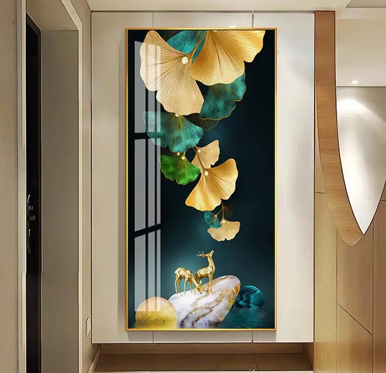 Creative Porch crystal porcelain wall painting paint for living room wall with frame canvas art decor for home decor