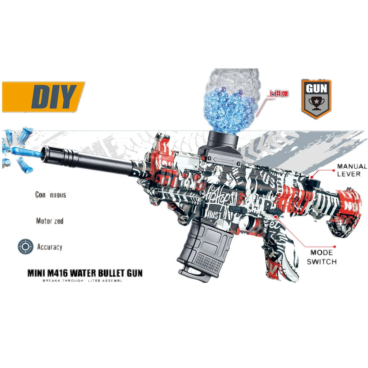 C09501 автоматический пистолет для брызг Электрический Blaster M416 с водяными шариками стрельбы
