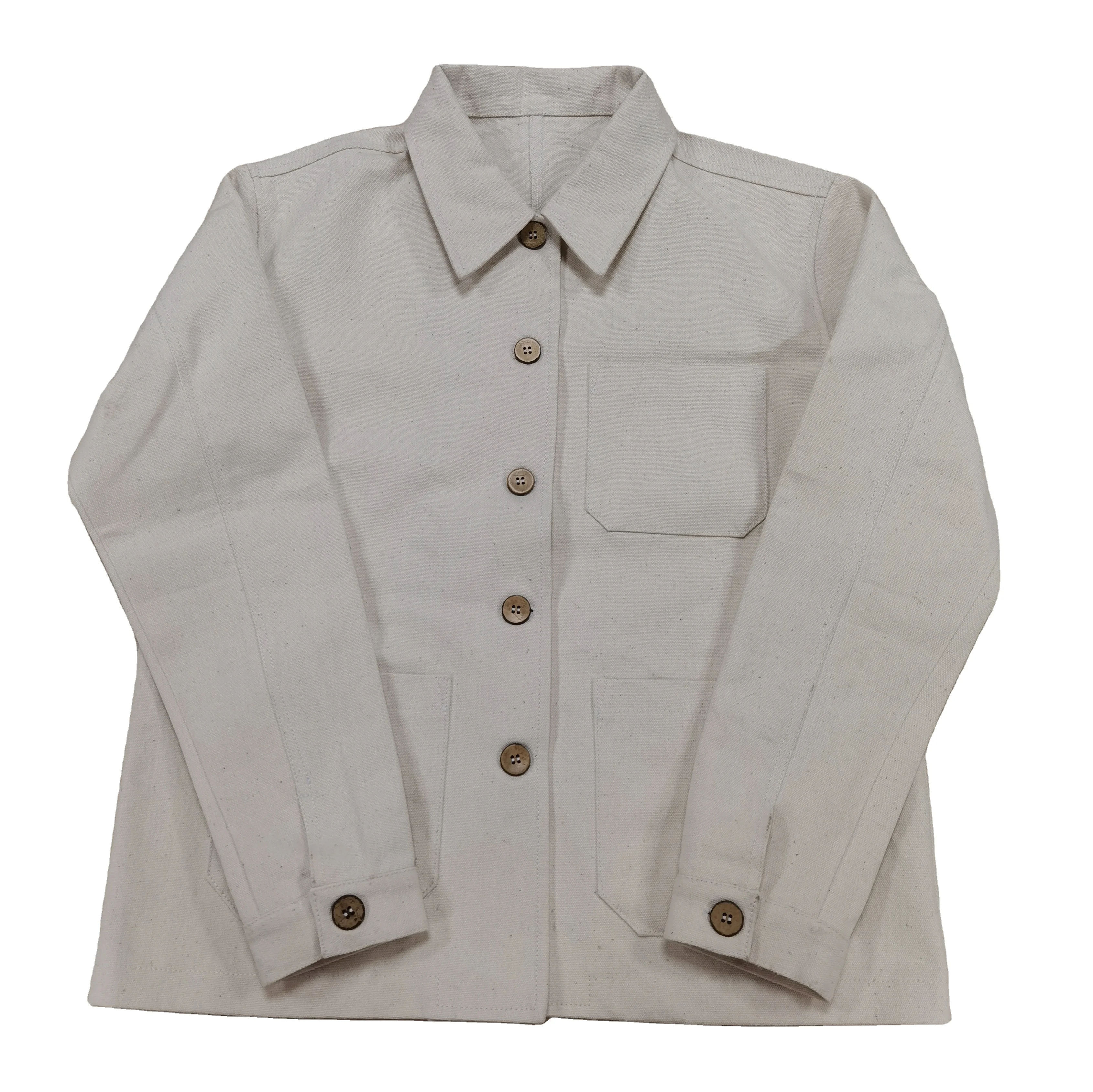 Custom Heavy Gram 55% Hemp 45% Organic Cotton Natural Color 479gsm Canvas Polo Shirt Jacket Hemp Clothing For Men