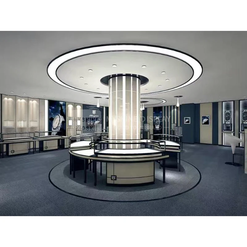 Myshine Shop Design Jewelry Store Display Counter Furniture Glass Display Jewellery Showcase  Glass Display Showcase