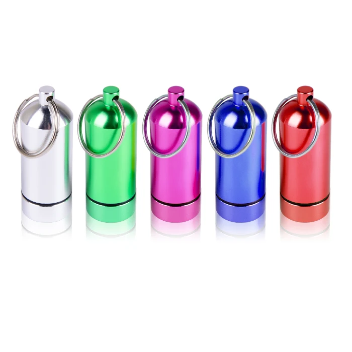 Portable O-Ring Geocaching Storage Pill  Earplug ID Holder First Aid Pill Container with Keychain