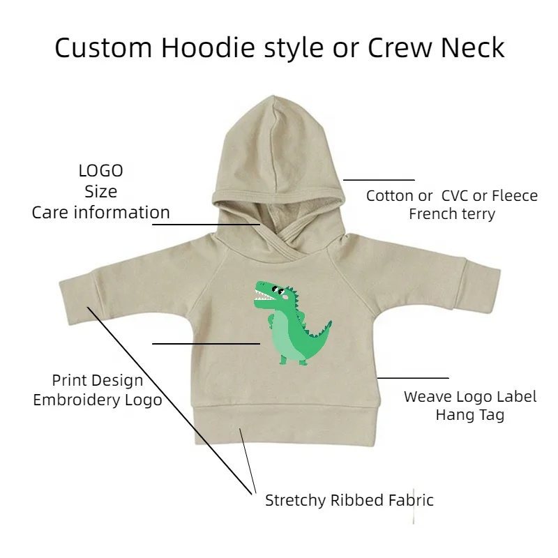 Cotton Boy Clothes Long Jersey Set Sweat Shirt and Pant Set 2 pic French Terry Baby Hoodies Set Kids Sweatsuit Baby Tracksuits