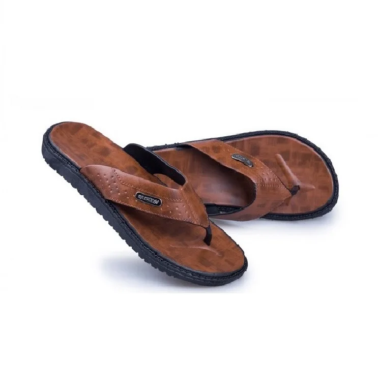 Новинка, индивидуальные новые мужские летние повседневные кожаные шлепанцы, сандалии